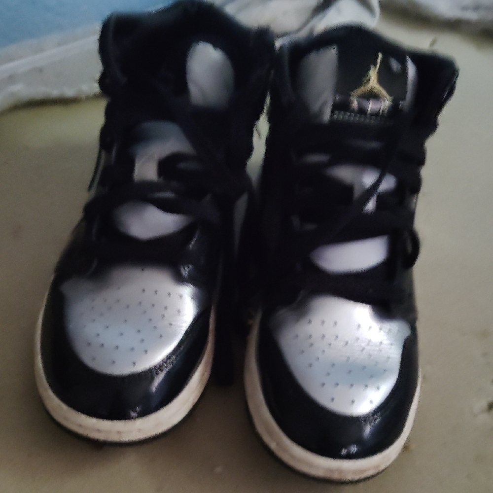 Kids Black and Silver Sneakers